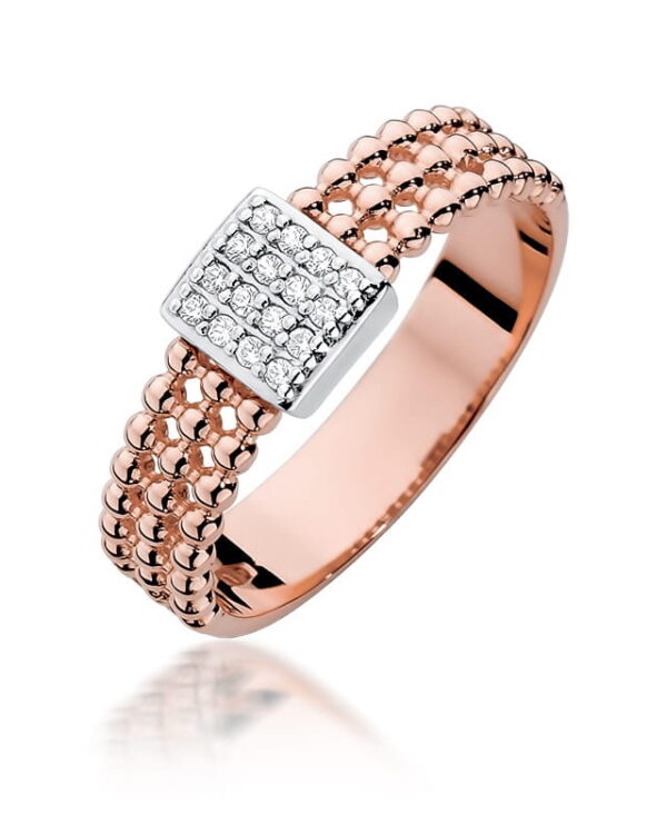 Pierścionek W353 z diamentami różowe złoto Jubiler Kraków BigDIAMOND