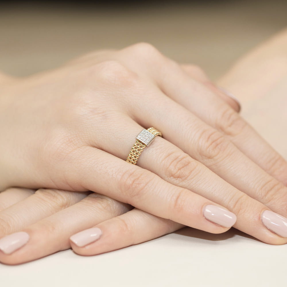 Pierścionek z diamentami żółte złoto 5 Pierścionek z diamentami żółte złoto - obrazek 4