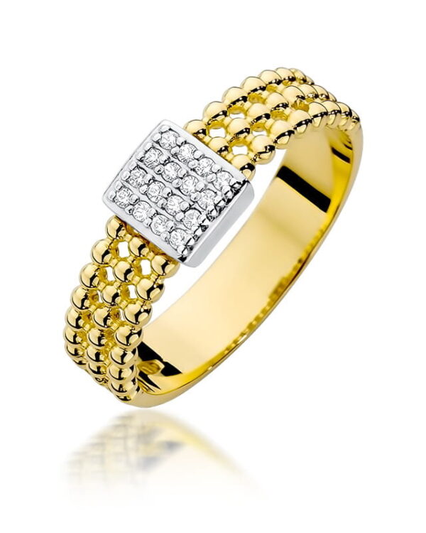 Pierścionek W353 z diamentami żółte złoto Jubiler Kraków BigDIAMOND