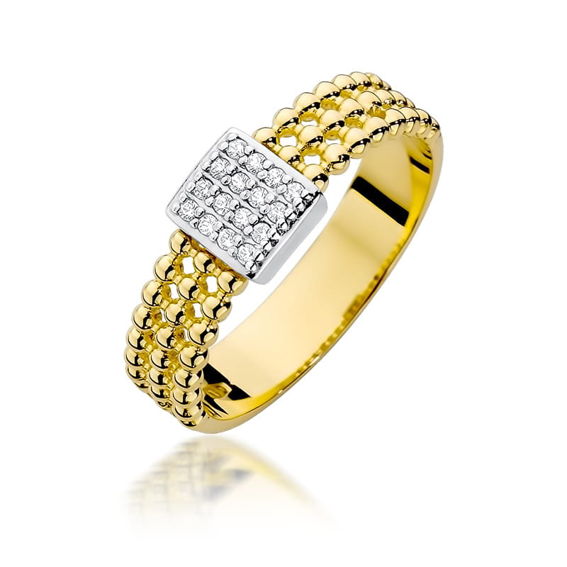 Pierścionek W353 z diamentami żółte złoto Jubiler Kraków BigDIAMOND