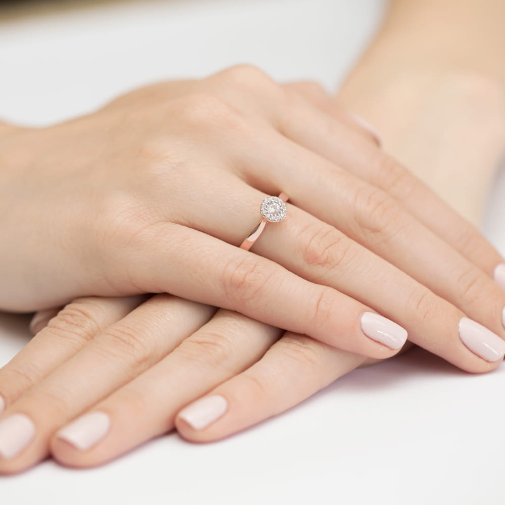 Pierścionek Diament 0,12ct różowe złoto 5 Pierścionek Diament 0,12ct różowe złoto - obrazek 4
