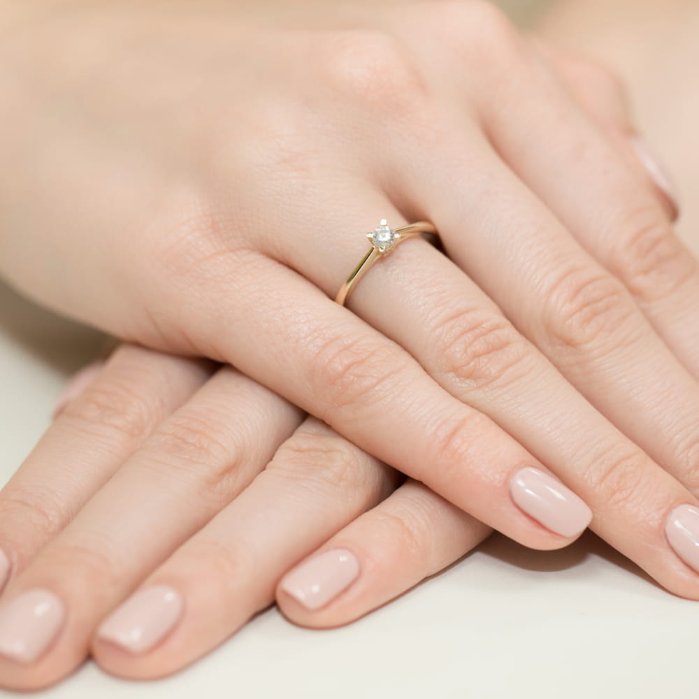 Pierścionek Diament 0,15ct żółte złoto 5 Pierścionek Diament 0,15ct żółte złoto - obrazek 4