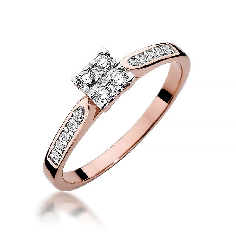 Pierścionek W402 z diamentami różowe złoto Jubiler Kraków BigDIAMOND
