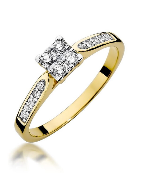 Pierścionek W402 z diamentami żółte złoto Jubiler Kraków BigDIAMOND