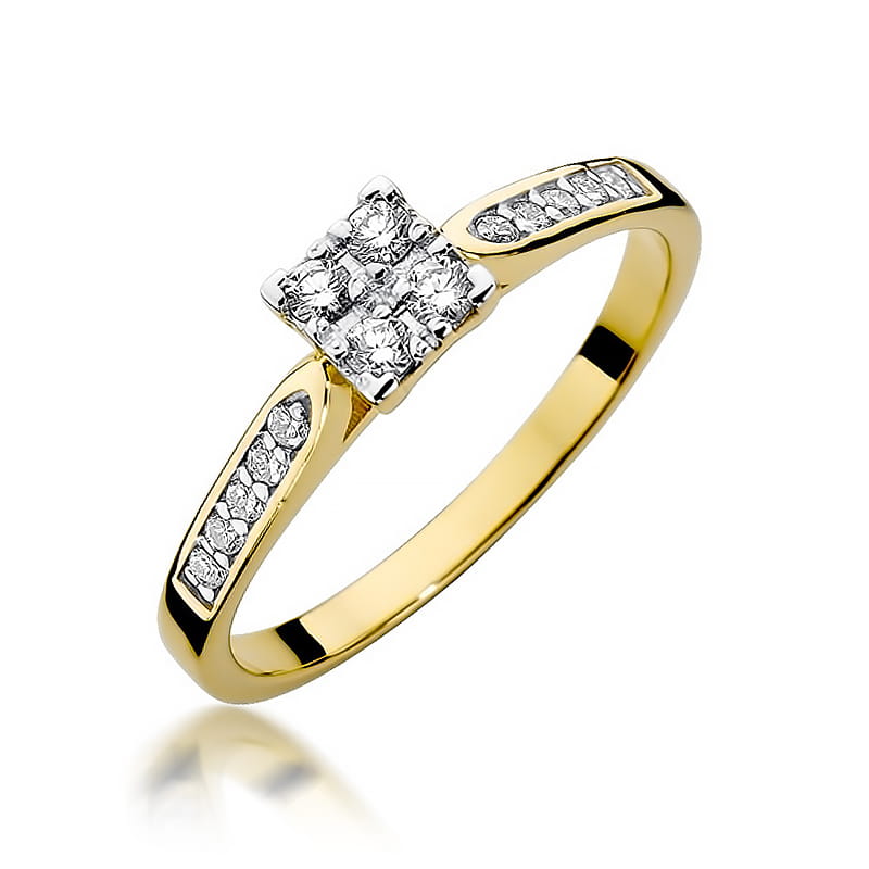 Pierścionek W402 z diamentami żółte złoto Jubiler Kraków BigDIAMOND