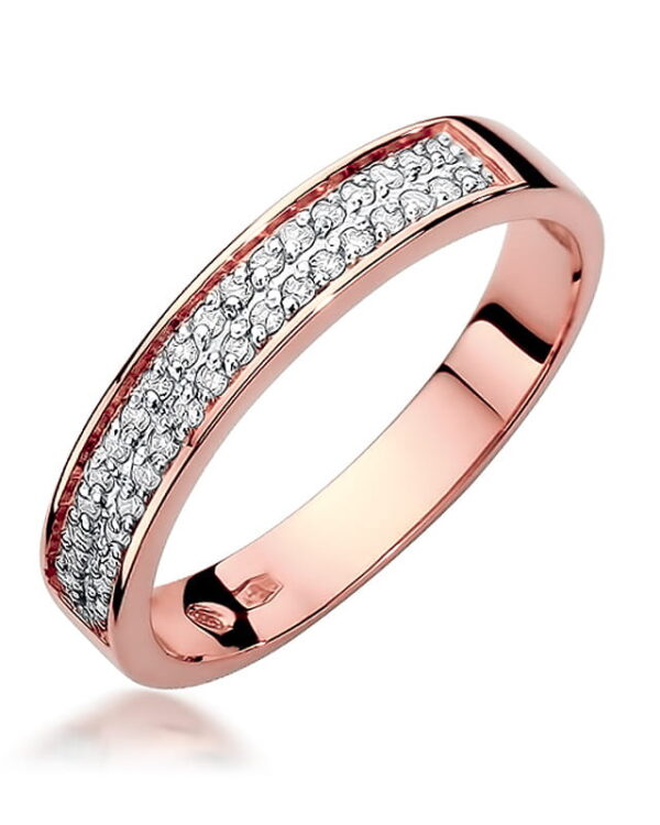 Pierścionek W410 z diamentami różowe złoto Jubiler Kraków BigDIAMOND