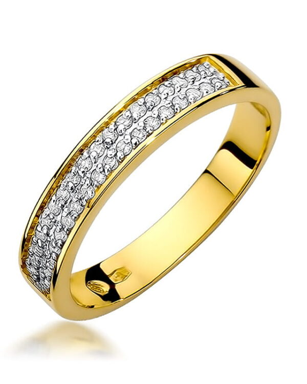 Pierścionek W410 z diamentami żółte złoto Jubiler Kraków BigDIAMOND