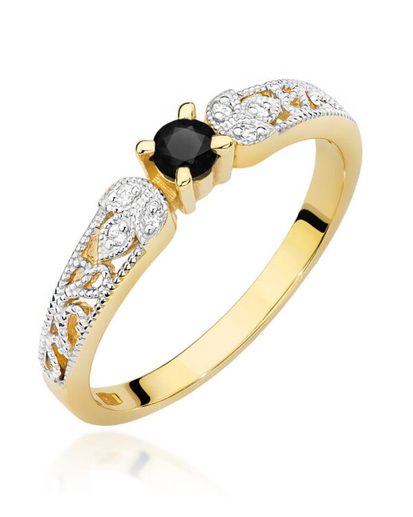 Pierścionek W411 Czarny Diament 0