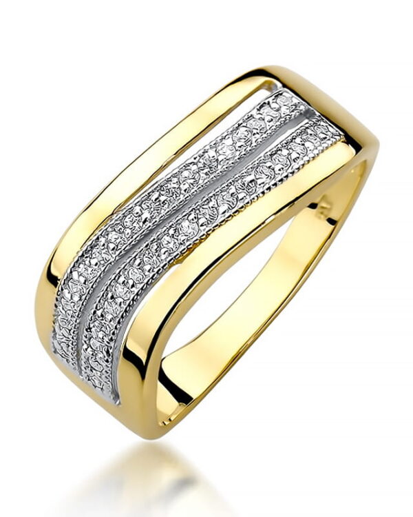 Pierścionek W416 z diamentami żółte złoto Jubiler Kraków BigDIAMOND