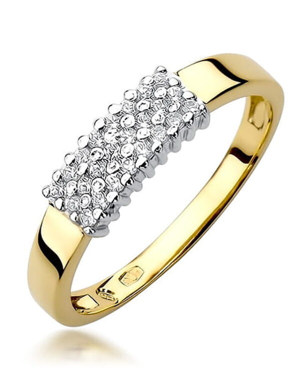 Pierścionek W418 z diamentami żółte złoto Jubiler Kraków BigDIAMOND