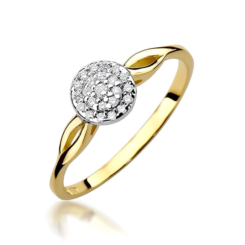 Pierścionek W421 z diamentami żółte złoto Jubiler Kraków BigDIAMOND