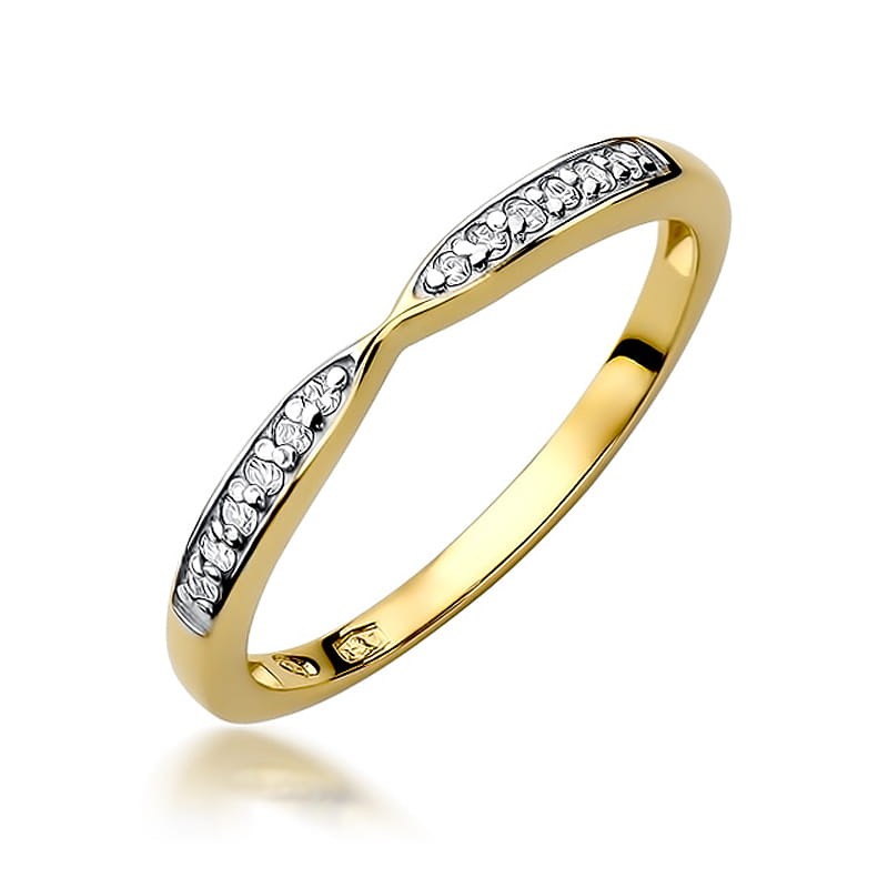 Pierścionek W425 z diamentami żółte złoto Jubiler Kraków BigDIAMOND