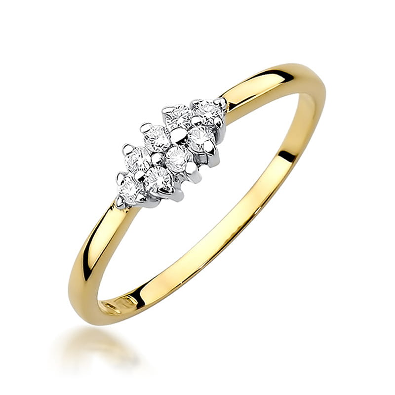 Pierścionek W427 z diamentami żółte złoto Jubiler Kraków BigDIAMOND