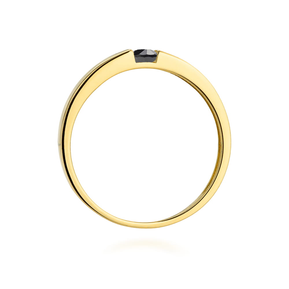 Pierścionek Czarny Diament 0,12ct żółte złoto 4 Pierścionek Czarny Diament 0,12ct żółte złoto - obrazek 3