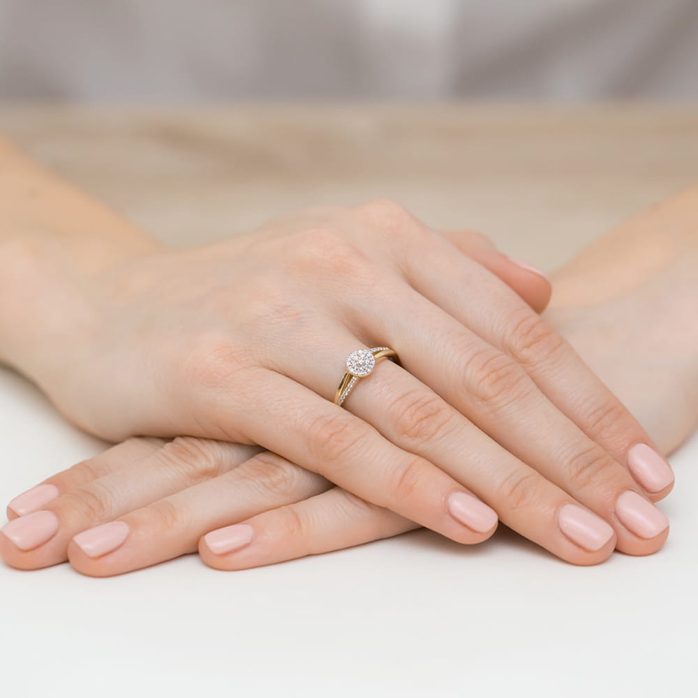 Pierścionek z diamentami żółte złoto 5 Pierścionek z diamentami żółte złoto - obrazek 4