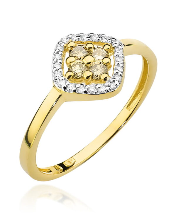 Pierścionek W441 z brązowymi diamentami żółte złoto Jubiler Kraków BigDIAMOND