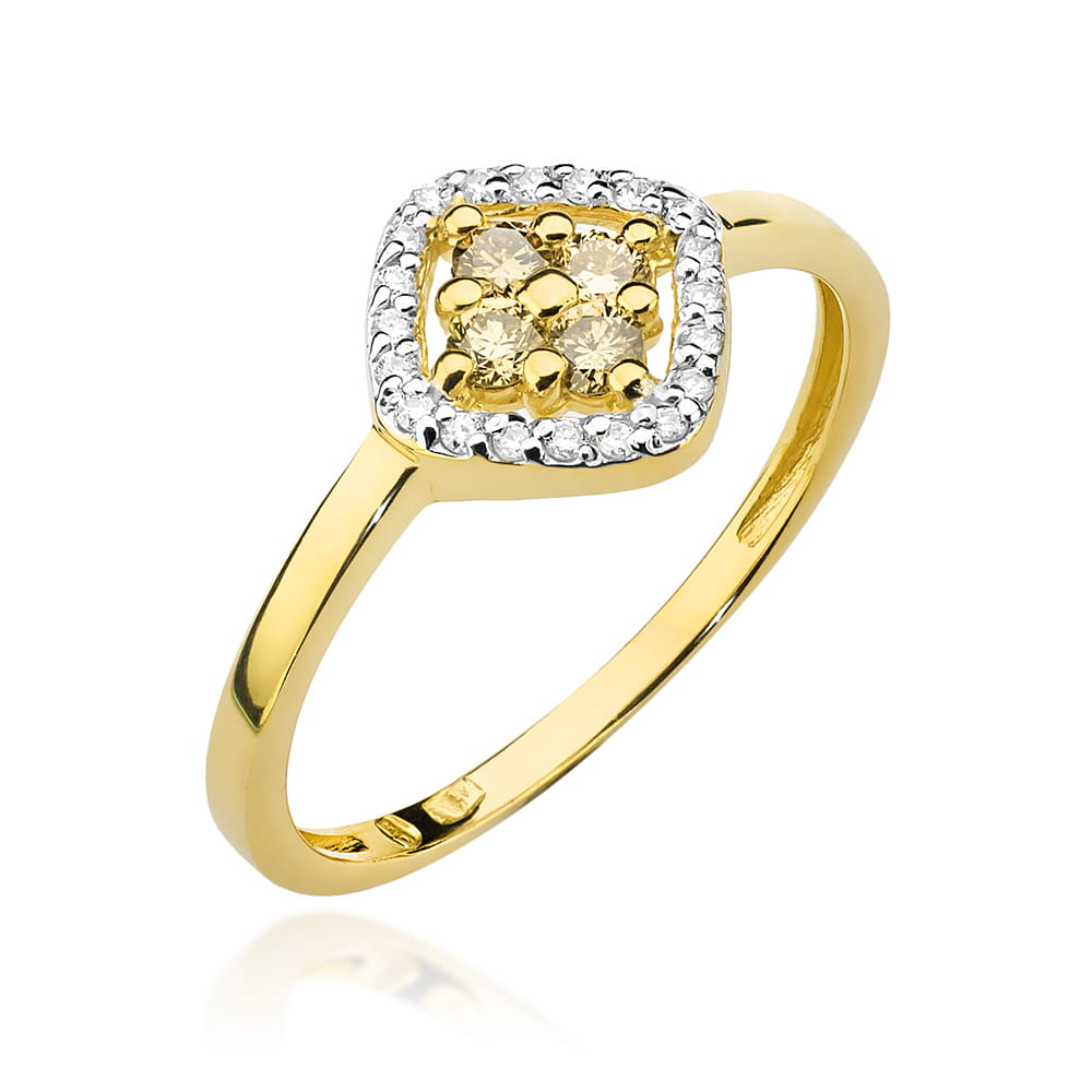 Pierścionek W441 z brązowymi diamentami żółte złoto Jubiler Kraków BigDIAMOND