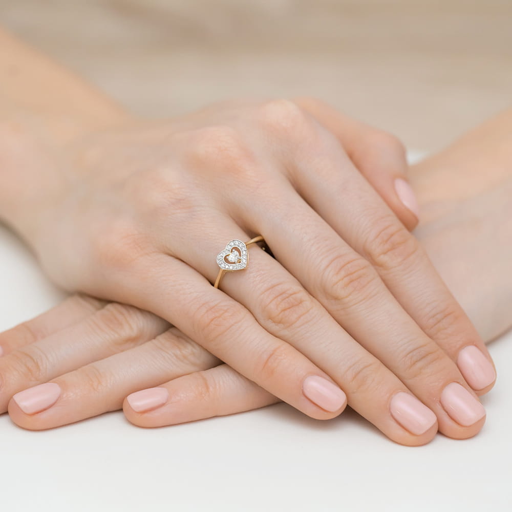Pierścionek Diament 0,10ct żółte złoto 5 Pierścionek Diament 0,10ct żółte złoto - obrazek 4