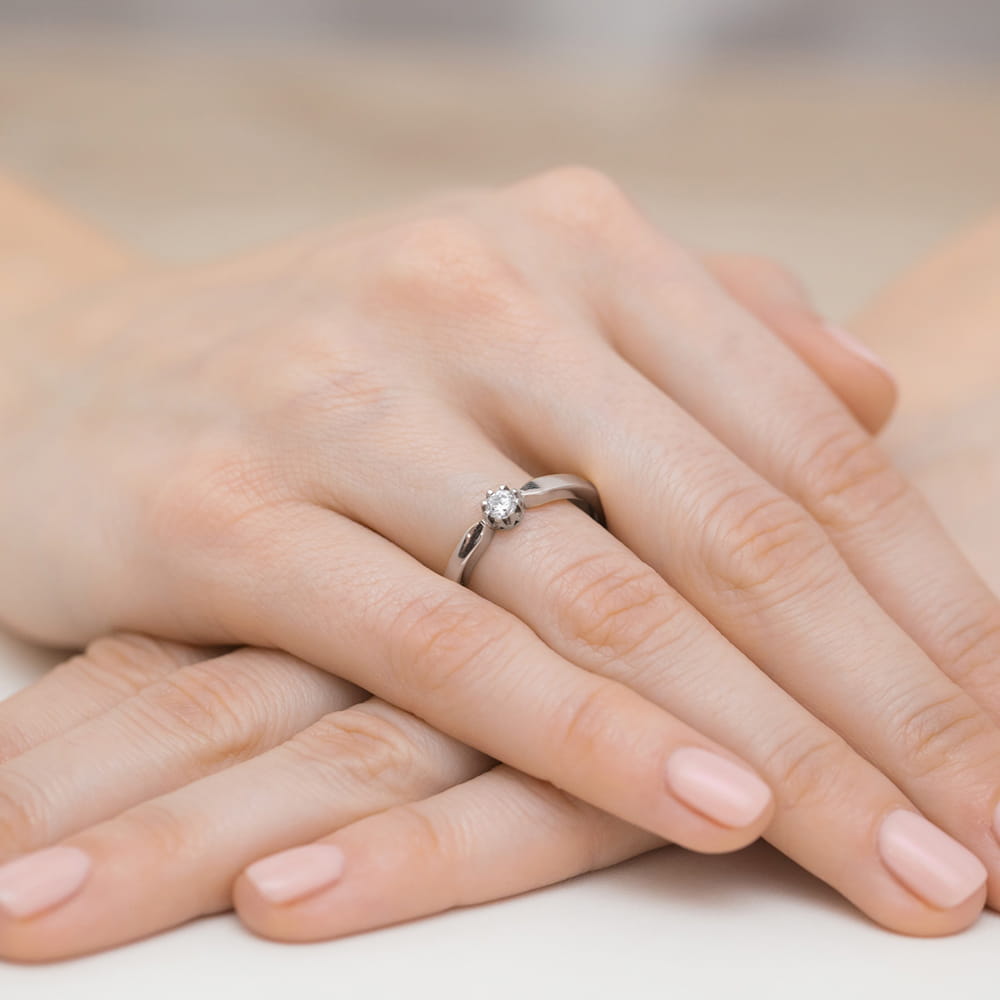 Pierścionek Diament 0,15ct białe złoto 5 Pierścionek Diament 0,15ct białe złoto - obrazek 4