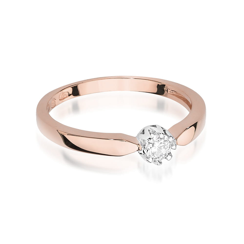 Pierścionek Diament 0,15ct różowe złoto 3 15ct różowe złoto Jubiler Kraków BigDIAMOND