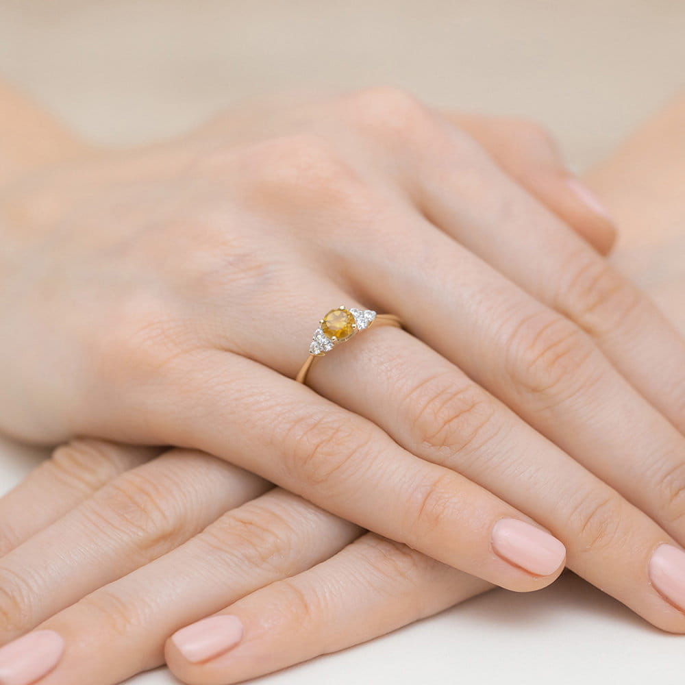 Pierścionek Cytryn 0,50ct żółte złoto 5 Pierścionek Cytryn 0,50ct żółte złoto - obrazek 4