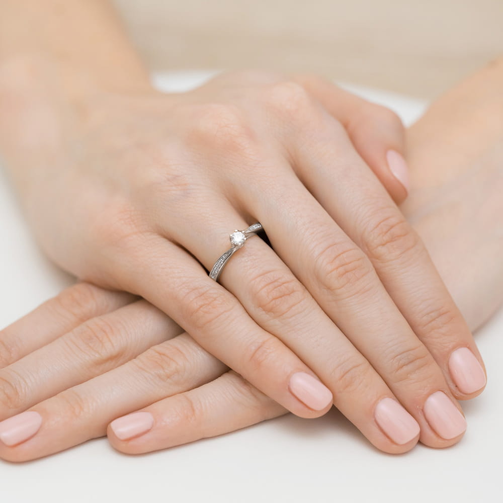 Pierścionek Diament 0,15ct białe złoto 5 Pierścionek Diament 0,15ct białe złoto - obrazek 4