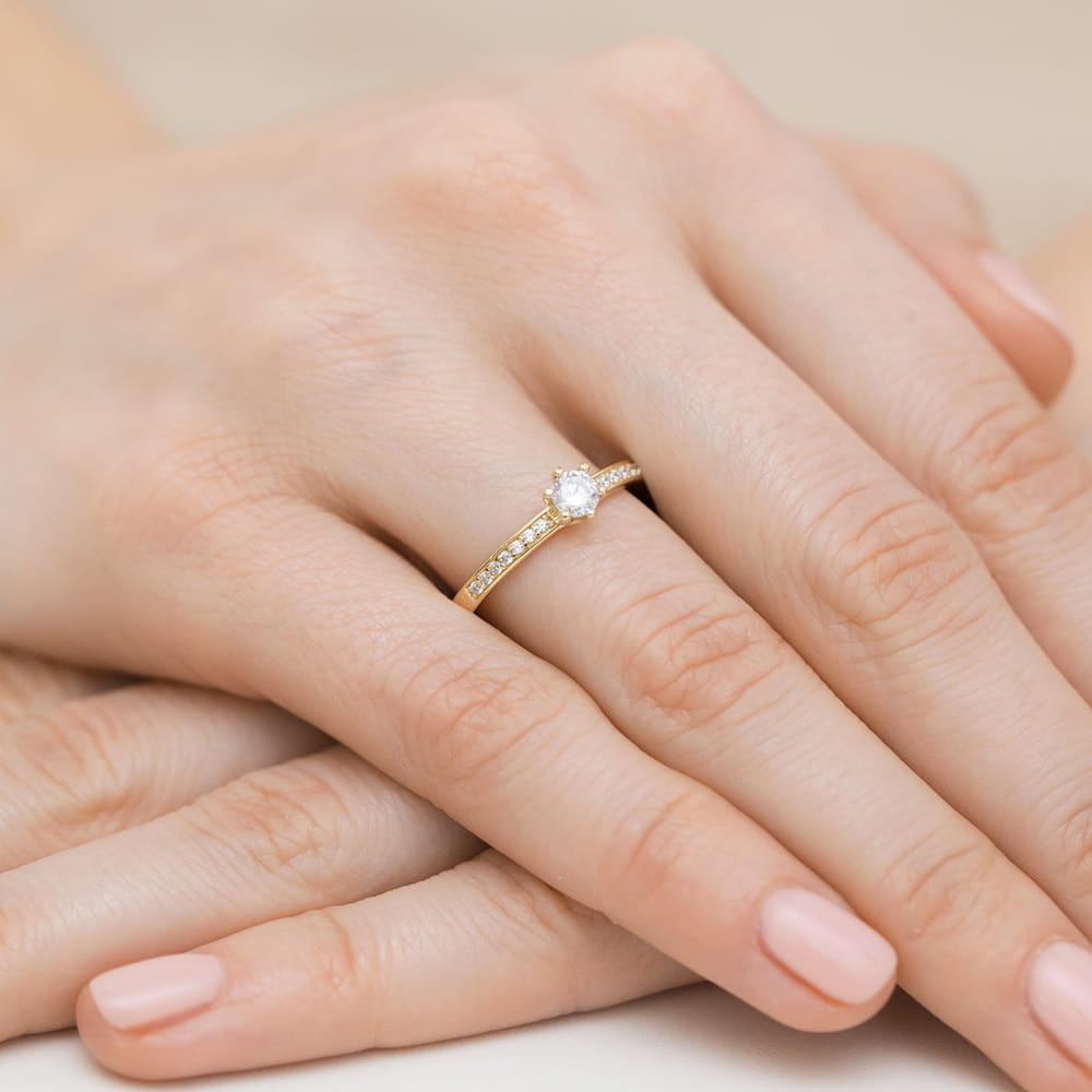 Pierścionek Diament 0,25ct żółte złoto 5 Pierścionek Diament 0,25ct żółte złoto - obrazek 4