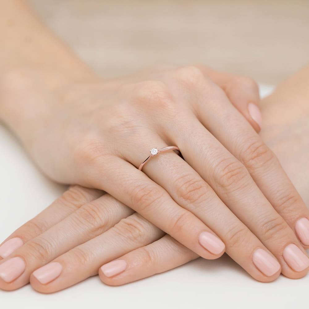 Pierścionek Diament 0,01ct różowe złoto 5 Pierścionek Diament 0,01ct różowe złoto - obrazek 4