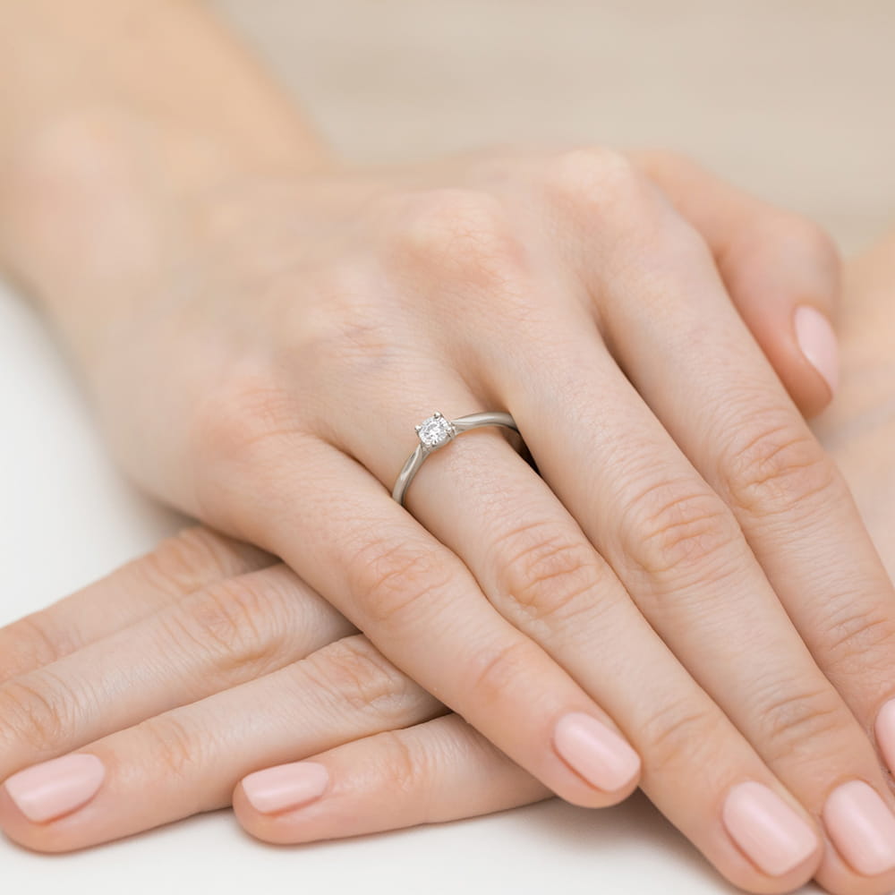 Pierścionek Diament 0,08ct białe złoto 5 Pierścionek Diament 0,08ct białe złoto - obrazek 4