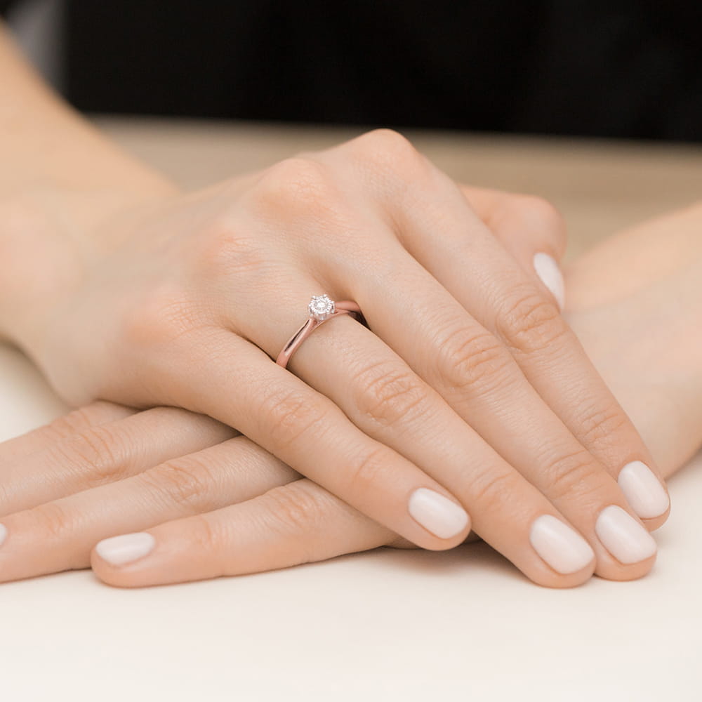 Pierścionek Diament 0,08ct różowe złoto 5 Pierścionek Diament 0,08ct różowe złoto - obrazek 4