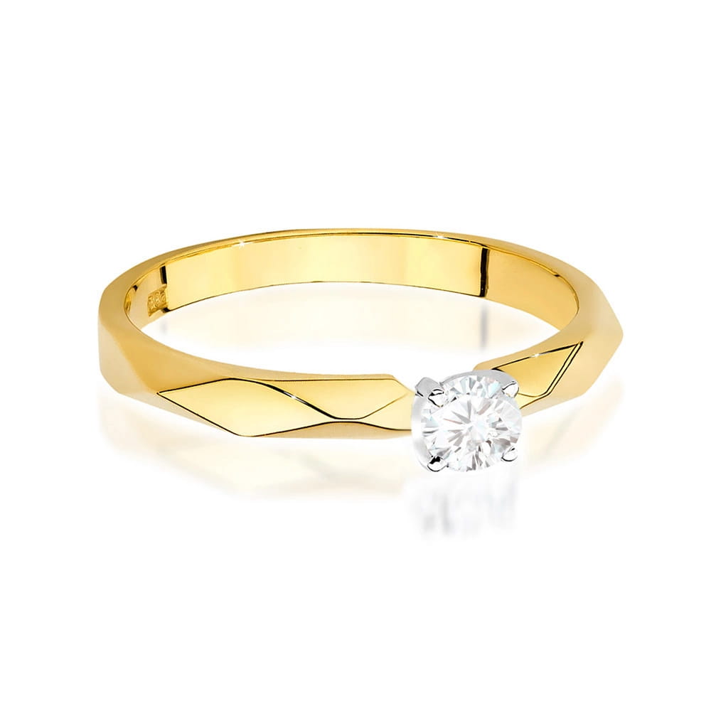 Pierścionek Diament 0,10ct żółte złoto 3 10ct żółte złoto Jubiler Kraków BigDIAMOND