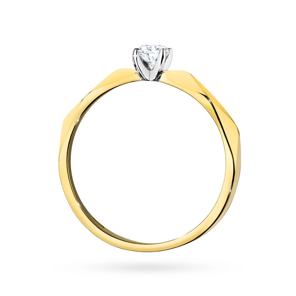 Pierścionek Diament 0,10ct żółte złoto 4 Pierścionek Diament 0,10ct żółte złoto - obrazek 3