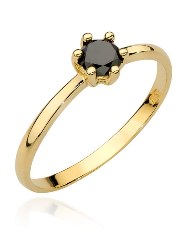 Pierścionek W496 Czarny Diament 0