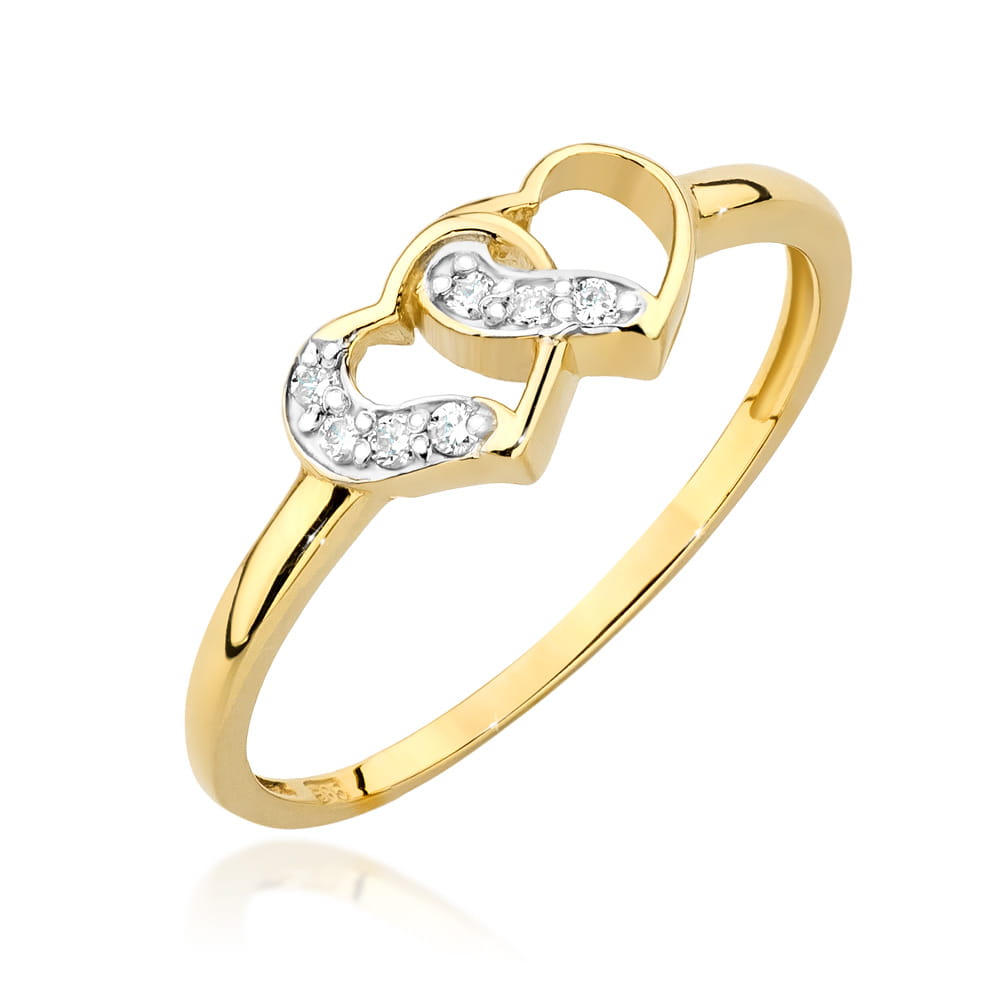 Pierścionek W500 z diamentami żółte złoto Jubiler Kraków BigDIAMOND