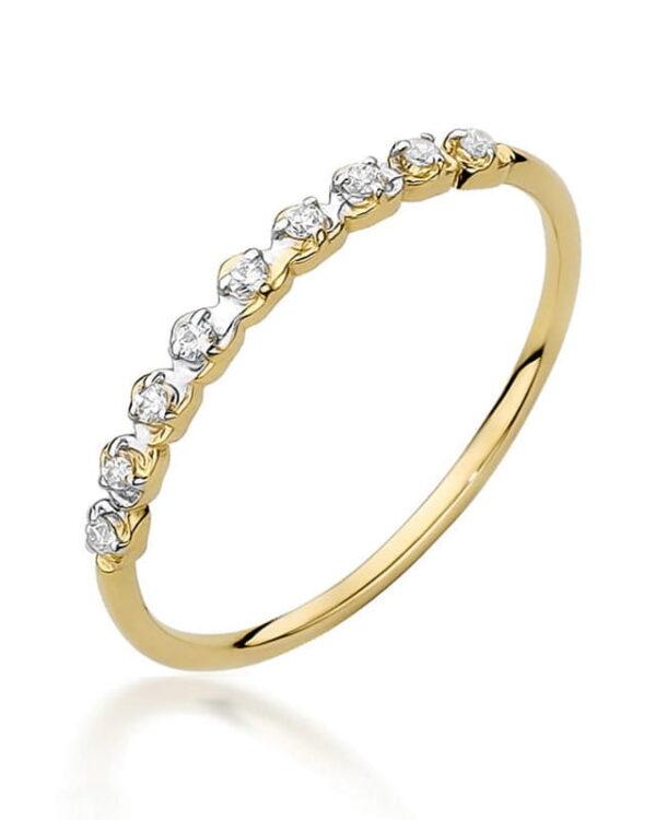 Pierścionek W504 z diamentami żółte złoto Jubiler Kraków BigDIAMOND