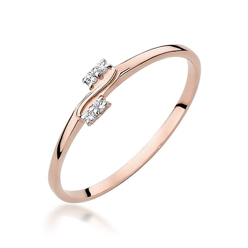 Pierścionek W505 z diamentami różowe złoto Jubiler Kraków BigDIAMOND