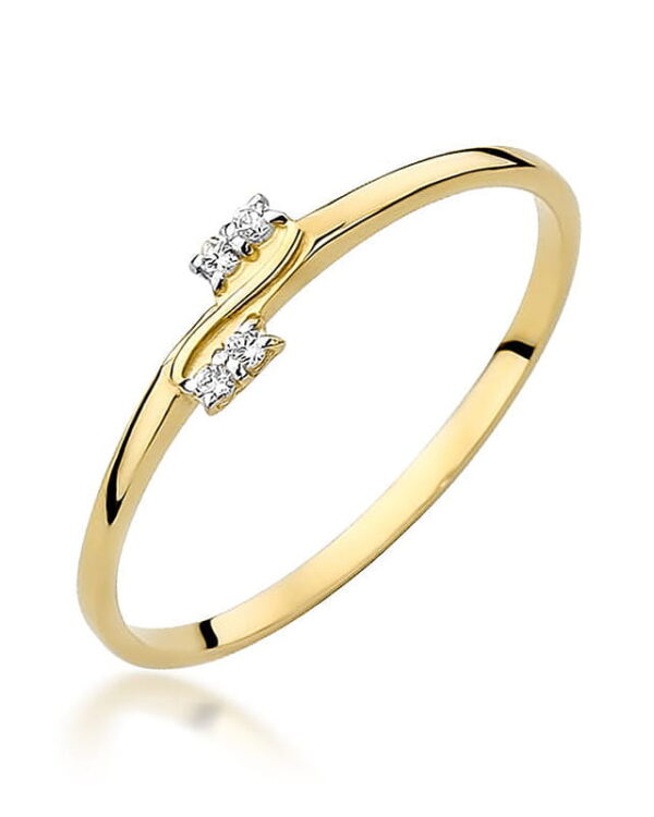 Pierścionek W505 z diamentami żółte złoto Jubiler Kraków BigDIAMOND