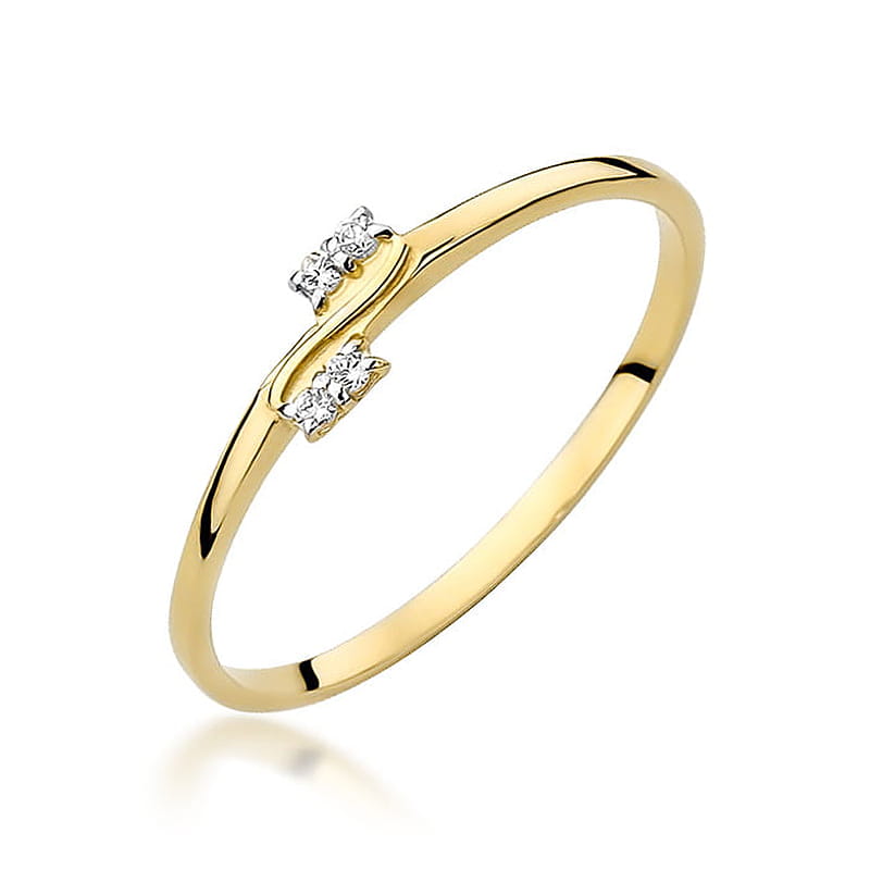 Pierścionek W505 z diamentami żółte złoto Jubiler Kraków BigDIAMOND