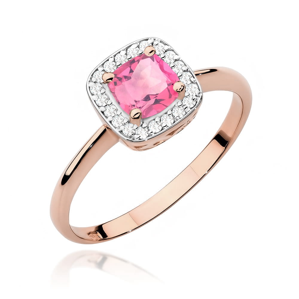 Pierścionek W514 Różowy Topaz 0