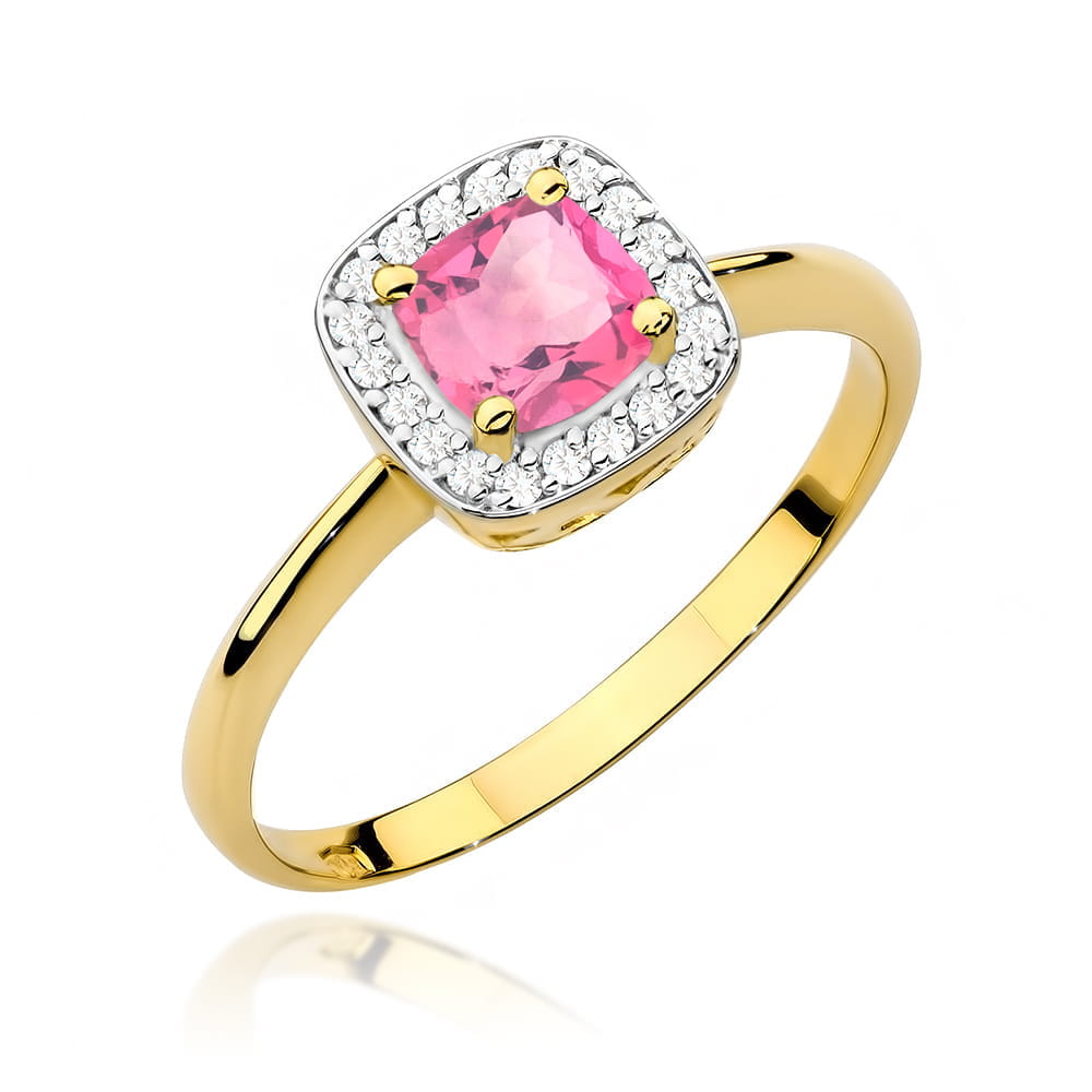 Pierścionek W514 Różowy Topaz 0