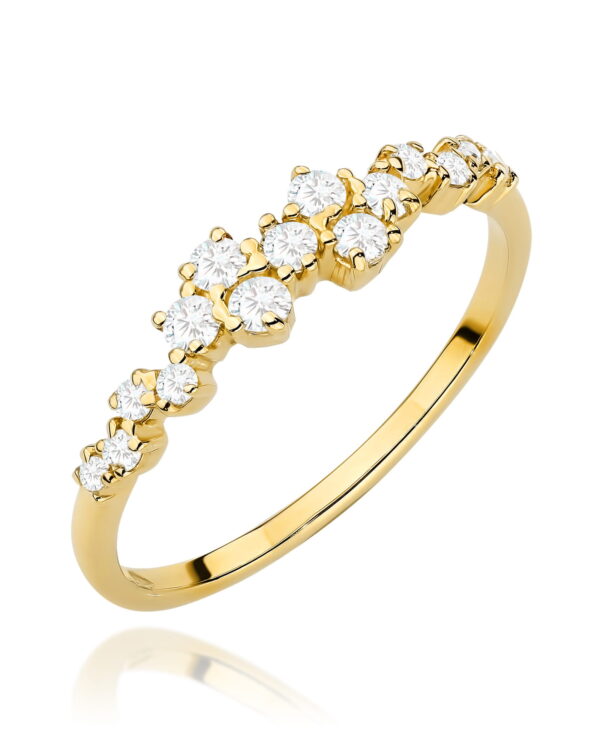 Pierścionek W528 z diamentami żółte złoto Jubiler Kraków BigDIAMOND