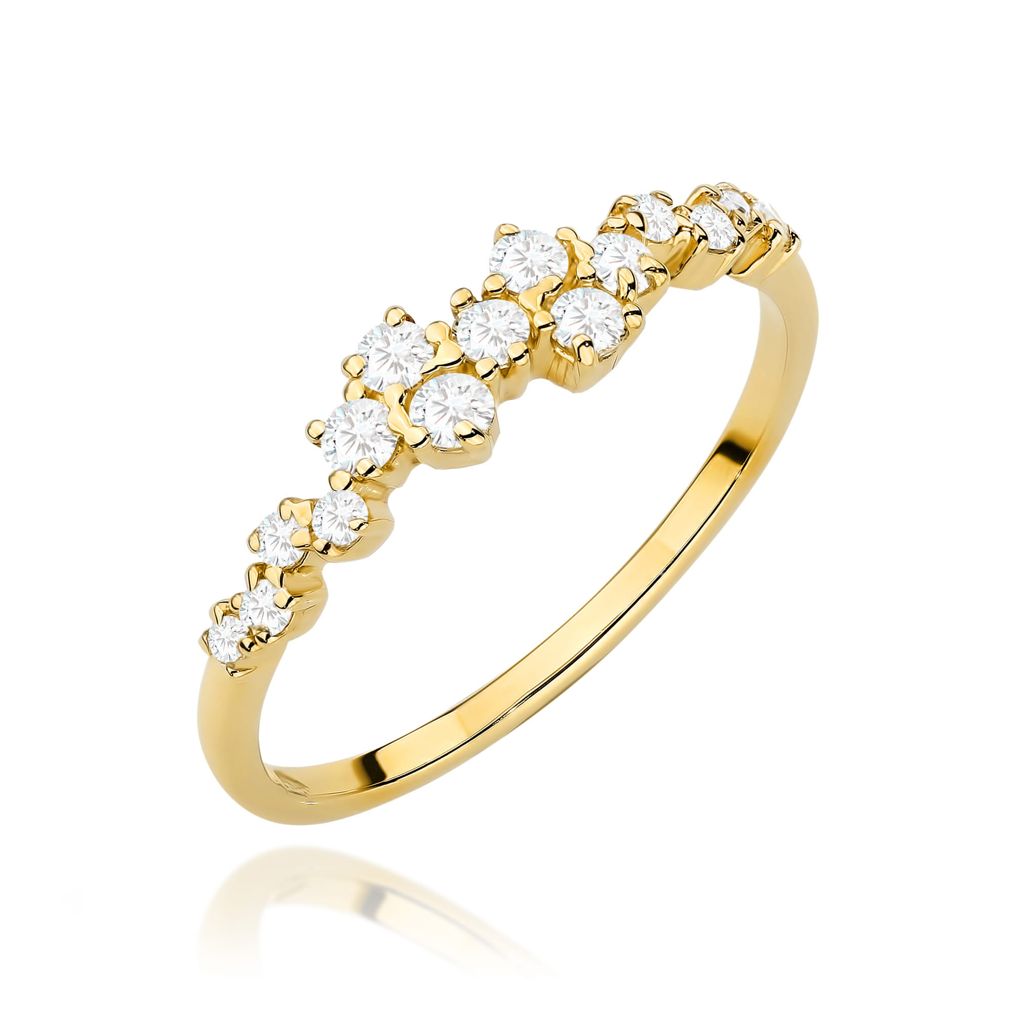 Pierścionek W528 z diamentami żółte złoto Jubiler Kraków BigDIAMOND