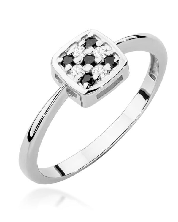 Pierścionek W555 z czarnymi diamentami białe złoto Jubiler Kraków BigDIAMOND