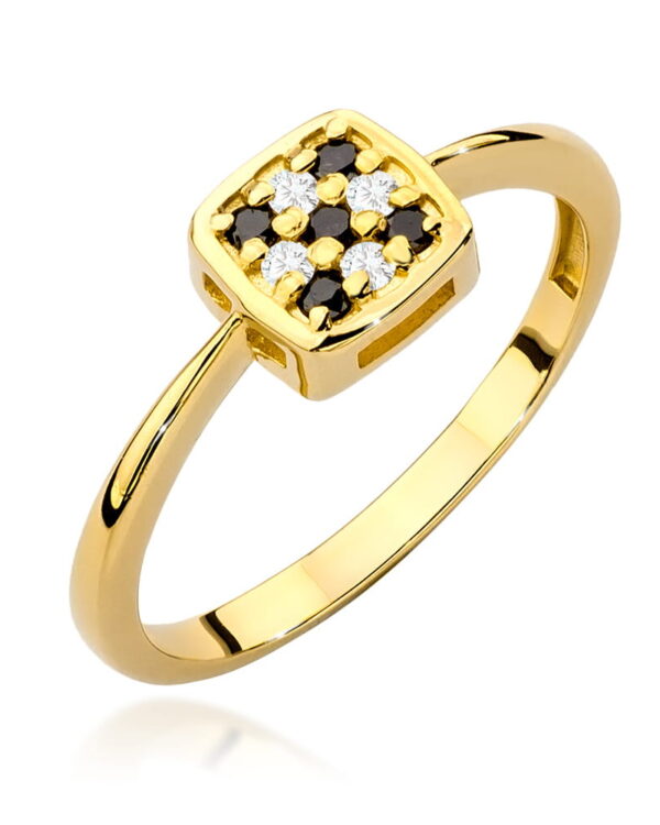 Pierścionek W555 z czarnymi diamentami żółte złoto Jubiler Kraków BigDIAMOND