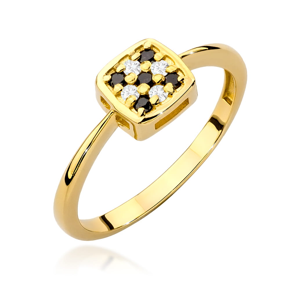 Pierścionek W555 z czarnymi diamentami żółte złoto Jubiler Kraków BigDIAMOND