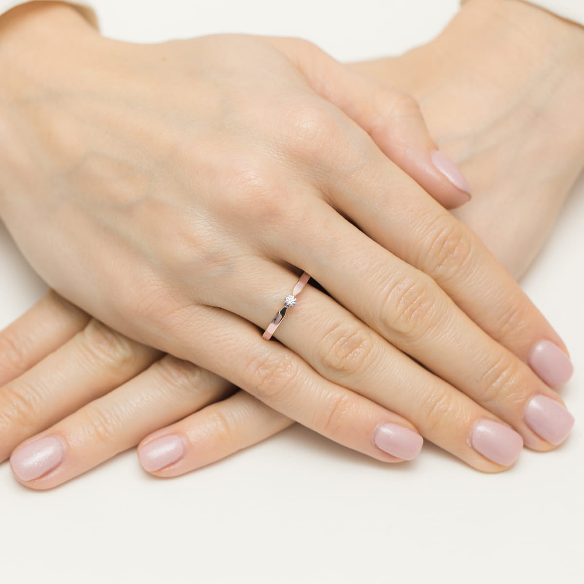 Pierścionek Diament 0,04ct różowe złoto 5 Pierścionek Diament 0,04ct różowe złoto - obrazek 4
