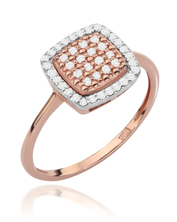 Pierścionek W568 z diamentami różowe złoto Jubiler Kraków BigDIAMOND