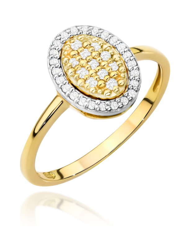 Pierścionek W570 z diamentami żółte złoto Jubiler Kraków BigDIAMOND