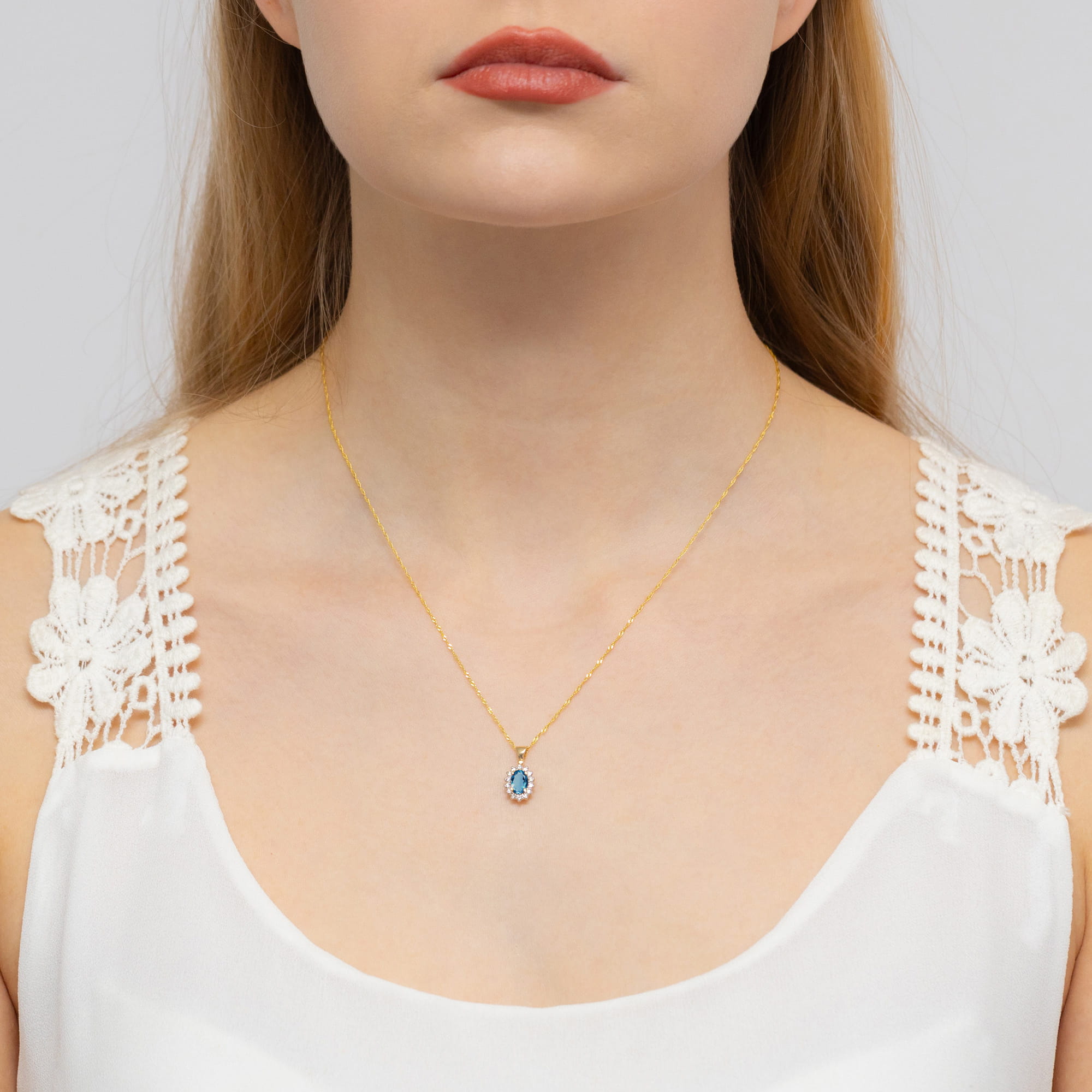 Zawieszka Topaz London Blue 0,50ct żółte złoto 3 50ct żółte złoto Jubiler Kraków BigDIAMOND