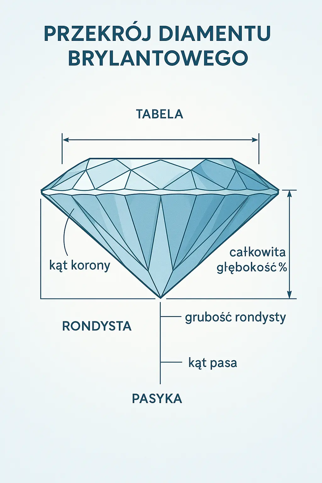 dealne Proporcje Szlifu Brylantowego - Szczegółowy Diagram